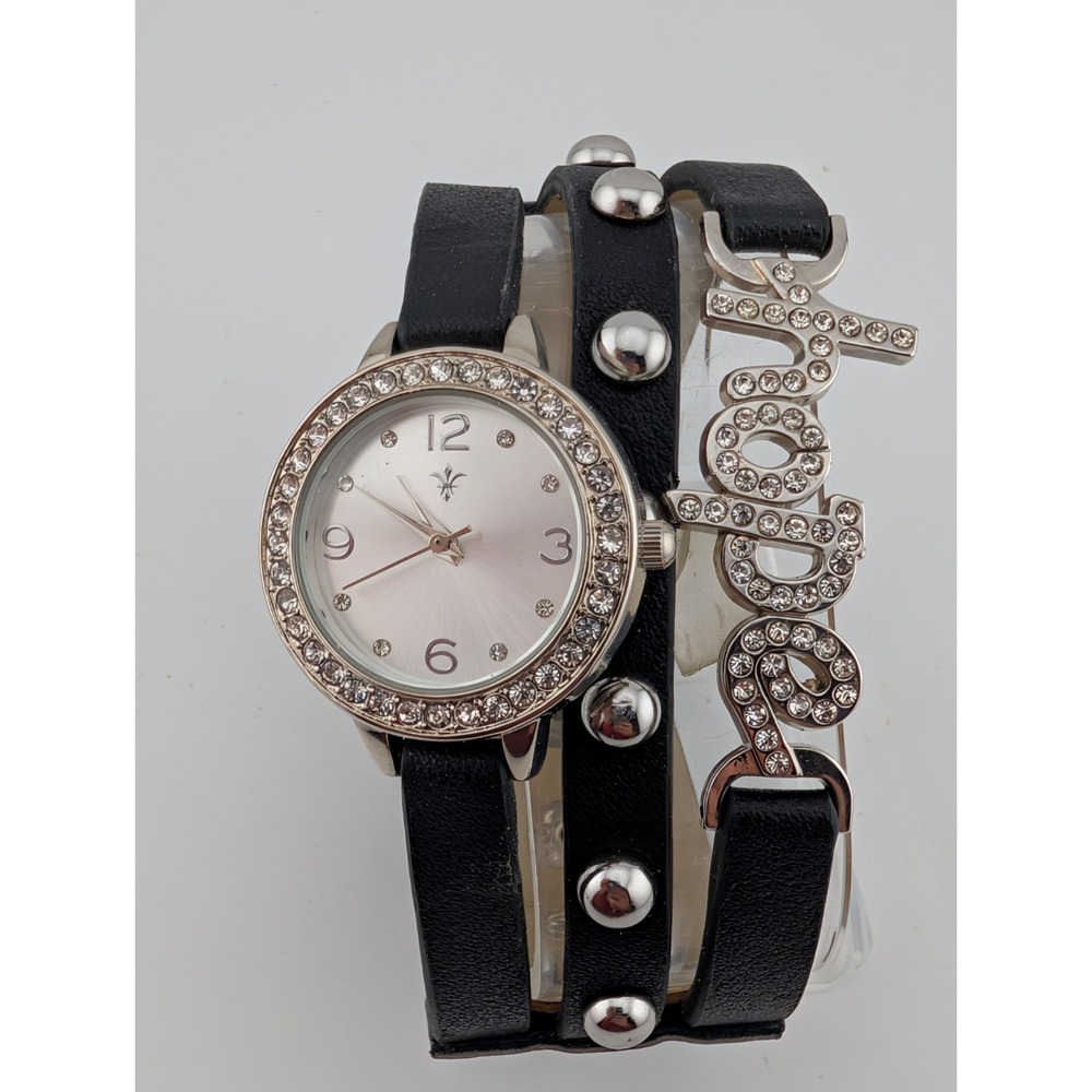 Cannes Watch Women‎ "Hope" Rhinestone Band Black- New Battery